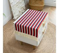 Small Rectangular Bedside Tablecloth Nightstand Table Cover with Tassels Red and Black Striped Dust Cover for Living Room Dressing Tabletop Decoration 38x91cm