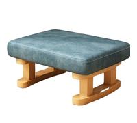 Small rectangular fabric wooden footstool with wooden legs non-slip cushions modern step stool suitable for sofa desk office living room (Blue2)