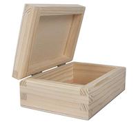 Small Rectangular Wooden Box with Lid | 12 x 8.5 x 4 cm | Unpainted & Untreated Plain Decorative Pine for Craft Decoupage | Trinket Memory Keepsake Storage Box