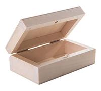 Small Rectangular Wooden Box with Lid & Bolt Closure | 10 x 6 x 3.7 cm | Gadgets Trinket Keepsake Memory Jewellery Gift Craft Storage Box | Unpainted & Untreated Plain Linden
