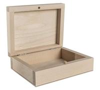 Small Rectangular Wooden Box with Lid & Bolt Closure | 12 x 9.5 x 4 cm | Gadgets Trinket Keepsake Memory Jewellery Gift Craft Storage Box | Unpainted & Untreated Plain Linden