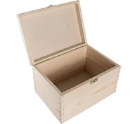 Small Rectangular Wooden Box with Lid & Clasp Closure | 22 x 16 x 13 cm | Memory Keepsake Trinket Storage | Unpainted & Untreated Plain Decorative Pinewood for Craft Decoupage