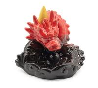 Small Red Dragon Backflow Incense Burner Ceramic Cone Holder