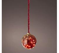 Small Red LED Christmas Globe Rope Light 30 Micro LEDs in 14cm Red Mirrored Ball