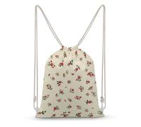 Small Red Roses Green Leaves Vintage Floral Drawstring Backpack Canvas String Bag Lightweight Sports Gym Bag for Men Women