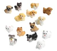 Small Resin Canine Figurines 14 Pieces Miniature Animal Statues In
