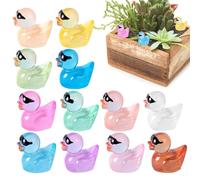 Small Resin Ducks, Glow in the Dark Duck Toy, Resin Mini Duck Decoration, 12 Pieces Multifunctional Animal Toy Set, Portable Animal Toy for Garden, Car, Bedroom
