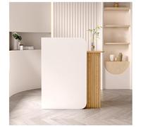 Small Retail Reception Desk with Lockable Drawer & Open Shelves Compact Checkout Counter for Office & Reception Room 31.4in Front Desk Table (A3)