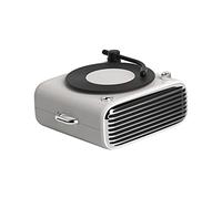 Small Retro Vinyl Bluetooth audio FM and SD card bass Small speaker Rotating jukebox Ornaments gift,White