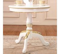Small Retro Wooden Dining Table, Round Palace-Style Accent Table in White for Home Décor and Dining Room Furniture - Perfect for Compact Spaces