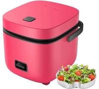 Small Rice Maker Mini Cooker 1 Person, Rice Cooker And Steamer Small 1.2 litre, Measuring Cup And Spatula,Red