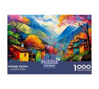 Small Road Village 1000 Piece Jigsaws for Adults Fun, Challenging & Brainteasing Beautiful Home Decoration Art Colorful DIY Craft 38x26cm/1000pcs