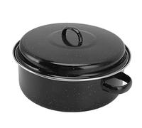 Small Roasting Pan with Lid, Roasting Pan Roaster Pan with Lid Non Stick BBQ Black Enamel Speckled Finish with Lid for Roasted Sweet Potatoes Chestnuts (Iron Cover 28cm)