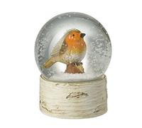 Small Robin Snow Globe On Wood Effect Base