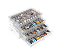 Small Rock Display Case for Collectors: 4 Drawers 72 Grids Rock Collection Box Clear Acrylic Crystal Storage Box for Gemstone Fossil Crystal Stone Jewellery