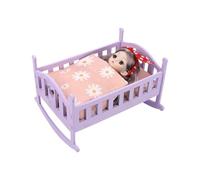 Small Rocking Crib - Twelve Ounce Weight, Natural Timber Furniture, Mini Sleeping Accessory | Simulation Activity Daycare Center Schooling Group Recreation Seasonal Surprise Presentation Social