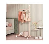 Small Rolling Clothes Rack with Shelves Metal Single-Bar Hanger Bedroom Storage nizer Pink 68x43x170cm Perfect for Clothes and Accessories