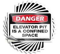 Small Room Decor Lettering Sticker Accessories | Danger Elevator Pit is A Confined Space Vintage Scooter Sticker Pack(8X12CM)