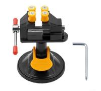 Small Rotating Vise with Suction Cup Base, For 360 Degree Swivelling and 30mm Clamp Range for Secure Holding on Glass and Acrylic Work Surfaces (Silver)