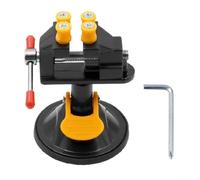 Small Rotating Vise with Suction Cup Clamp and For 360 Degree Swivel, Adjustable 30mm Clamping Range for Steady Holding on Glass and Acrylic Surfaces (Silver)