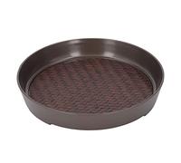 Small Round Alloy Tea Tray, Woven Pattern, Dark Color - Durable Design, Decorative Centerpiece, Ideal for Gongfu Tea
