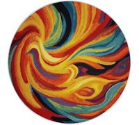 Small Round Area Rugs for Living Room 90 cm Abstract Grain Texture Pattern Soft Circle Carpet Rug Non Slip Machine Washable Bedside Floor Rug for Bedroom Kitchen Home Decor, Colorful