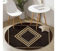 Small Round Area Rugs for Living Room 90 cm Minimalism Geometry Rhombus Theme Soft Circle Carpet Rug Non Slip Machine Washable Bedside Floor Rug for Bedroom Kitchen Home Decor, Beige Brown