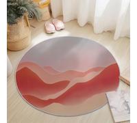 Small Round Area Rugs for Living Room 90 cm Minimalism Hills Abstract Lines Theme Soft Circle Carpet Rug Non Slip Machine Washable Bedside Floor Rug for Bedroom Kitchen Home Decor, Peach Pink Beige