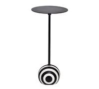 Small Round Black and White Stripe Ball Side Table - Elsa