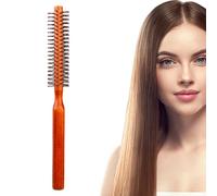 Small Round Brush Nylon Bristle Styling Radial Blow Dry Lifting Curling | with Wooden Handle Wet, Bangs, Beard , , Lifting, Curling, Thin Short, Unisex Adult, Medium Long