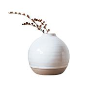 Small Round Ceramic Bud Vase Natural Clay White Reactive Glaze for Dried Flowers Fresh Flowers Beige Cream Decorative vase
