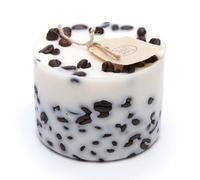 Small Round Coffee & Vanilla Scented Candle, Vanilla & Coffee Bean Scented Candle, Decorated Candle, Handmade Large Scented Natural Soy Wax Candle, Romantic Valentines Decorated in Coffee Beans Candle
