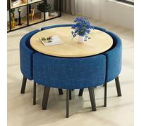 Small Round Conference Table and 4 Faux Marble Dining Chairs Set, Coffee Table with Seating for Home and Office Reception, 80cm (31inch), S1