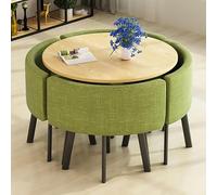 Small Round Conference Table Set with 4 Faux Marble Dining Chairs, Coffee Table Combo for Home & Office Reception, 80cm (31inch) - Stylish & Modern Furniture Upgrade