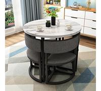 Small Round Dining Table Set for 4-80cm Space-Saving Breakfast & Dinner Table for Apartment Kitchen Office Balcony Restaurant Hotel Lounge & Conference Room