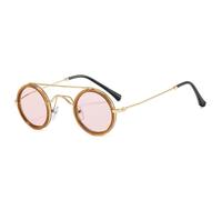 Small Round Double Bridges Sunglasses Women Clear Ocean Lens UV400 Men Punk For Outdoor Sports Running And Riding,Tea champagne
