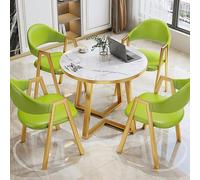 Small Round Faux Marble Dining Table Set for 4 with Chairs - Stylish Coffee & Conference Table for Home Kitchen & Dining (31x31x30inch)