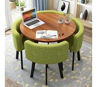 Small Round Faux Marble Dining Table Set with 4 Chairs Space-Saving Coffee Table for Home & Office Stylish Reception Table & Chair Combo (31 inch)