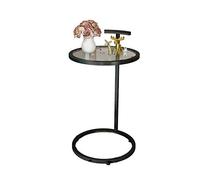 Small Round Glass Table Modern Metal Coffee Table for Living Room Bedroom Hotel Nightstand Creative Design 38x38x70 CM Stylish Accent Furniture
