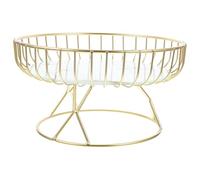 Small Round Iron Wire Fruit Basket Gold-Plated Decorative Wire Basket for Home Kitchen Dining Table Snack and Dessert Serving