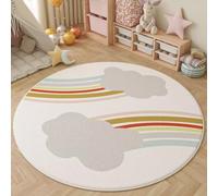 Small Round Kids Rug 80cm,Abstract multicolor, cream color,