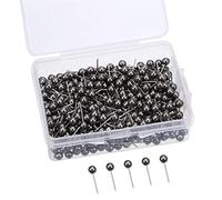 Small Round Map Tacks,200 Pack Map Push Pins with 1/8 Inch Head and Steel Point (Retro Metallic Black)
