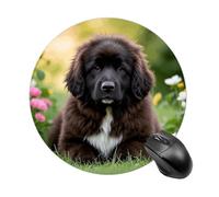 Small Round Mouse Pad 7.8 Inch, Washable Non-Slip Rubber Mouse Mat | Cute Newfoundland Dog durable waterproof mousepad, ultra thin smooth surface pad for home office gaming laptop