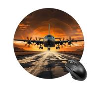 Small Round Mouse Pad 7.8 Inch, Washable Non-Slip Rubber Mouse Mat | Military Plane on Dusky Sky durable waterproof mousepad, ultra thin smooth surface pad for home office gaming laptop
