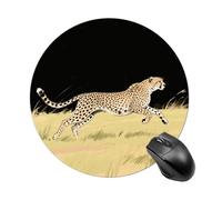 Small Round Mouse Pad 7.8 Inch, Washable Non-Slip Rubber Mouse Mat | Running Cheetah durable waterproof mousepad, ultra thin smooth surface pad for home office gaming laptop