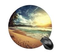 Small Round Mouse Pad 7.8 Inch, Washable Non-Slip Rubber Mouse Mat | Sunset on The Beach durable waterproof mousepad, ultra thin smooth surface pad for home office gaming laptop