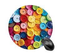 Small Round Mousepad Anti Slip Waterproof Rubber Base Mouse Mat Colorful Buttons Printed for Laptop Computer Office Home Gaming Cute Design Mousemats