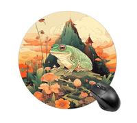 Small Round Mousepad Anti Slip Waterproof Rubber Base Mouse Mat Frog on Mountain Printed for Laptop Computer Office Home Gaming Cute Design Mousemats