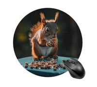 Small Round Mousepad Anti Slip Waterproof Rubber Base Mouse Mat Nuts And Squirrels Printed for Laptop Computer Office Home Gaming Cute Design Mousemats