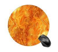Small Round Mousepad Anti Slip Waterproof Rubber Base Mouse Mat Orange And Yellow Lava Printed for Laptop Computer Office Home Gaming Cute Design Mousemats